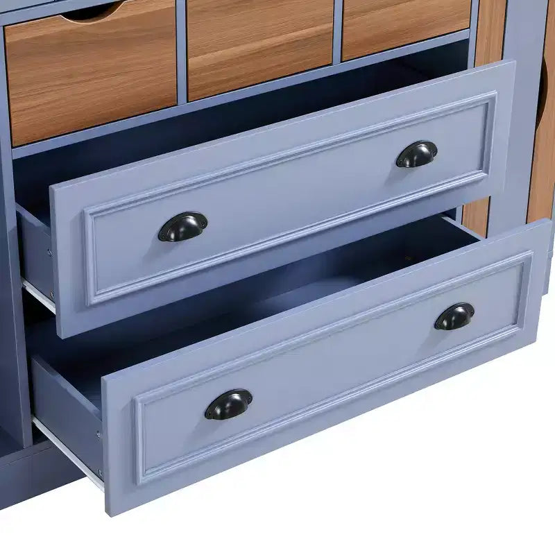 Whisen 71'' Tall Freestanding Kitchen Pantry, Large Dining Storage Cabinet Cupboard Sideboards With 4 Foldable Doors, Shelves, Wine Racks – Image 40