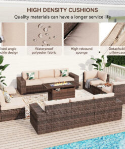 Alternative view of 13 Pieces Patio Furniture Set with 44Fire Pit Table