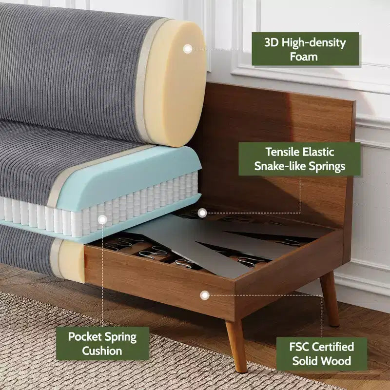 68 Loveseat Sofa Comfy Couch,Modern Loveseat Couches for Living Room/Bedroom,Comfy Sofa with Spring Cushion,Solid Wood,Tool-Free Assembly – Image 21