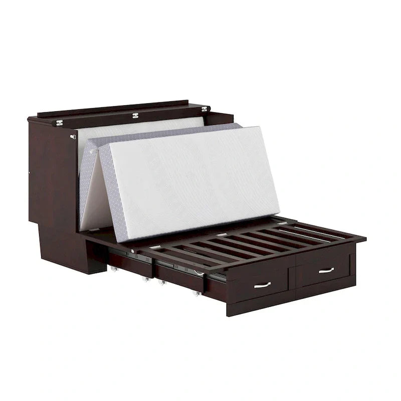 Monroe Full Murphy Bed Chest with 6 Memory Foam Mattress – Image 6