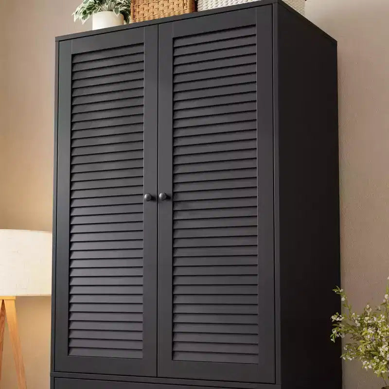 COZONY Armoire Wardrobe with 3 Drawers & 2 Doors, Modern Wooden Closet Cabinet for Bedroom, Heavy Duty White Standing Armoire – Image 2