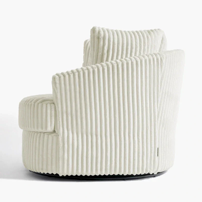 2 Set Oversized 43 W Plush Corduroy Swivel Barrel Chair with Pillows – Image 16