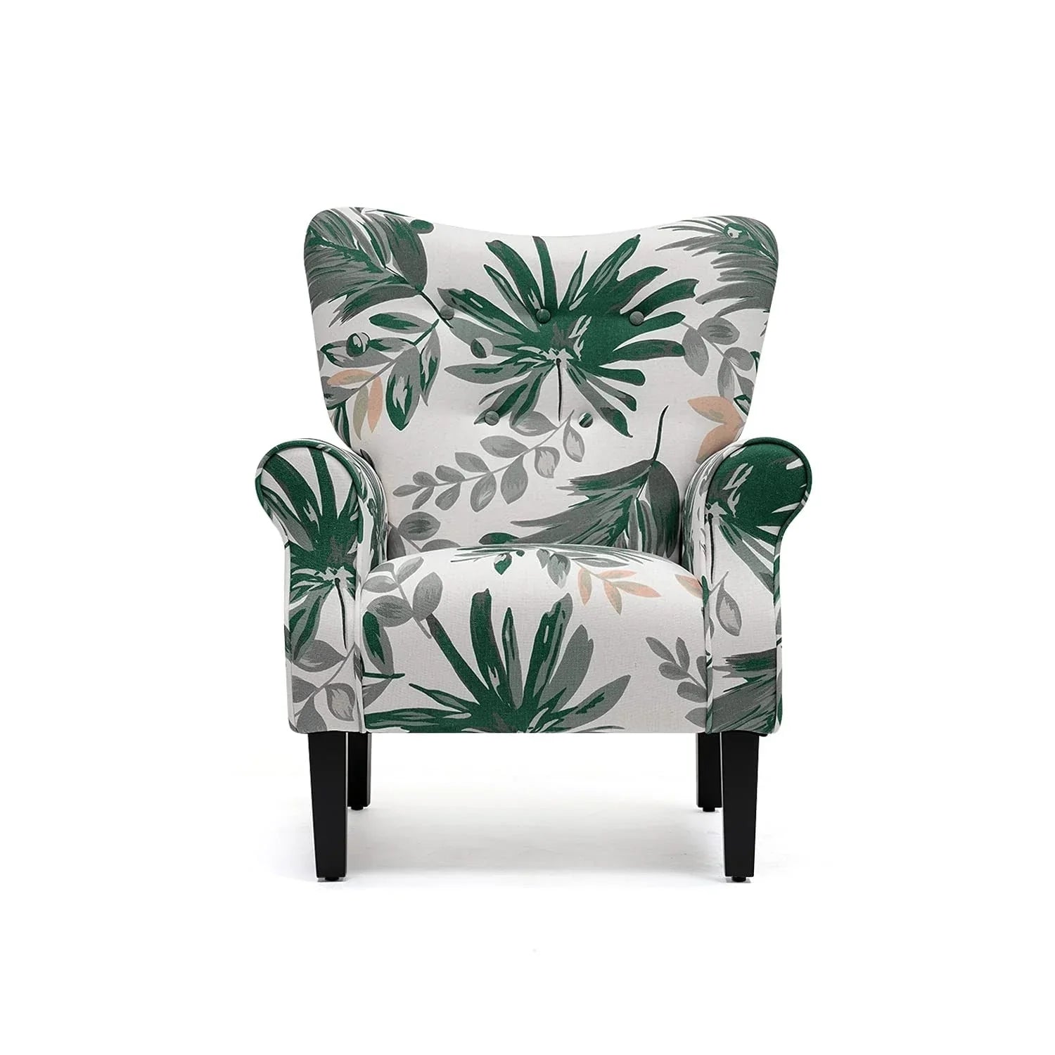 Erommy Modern Accent Chair, High Back Armchair, Upholstered Fabric Button Single Sofa with Wooden Legs for Living Room – Image 15