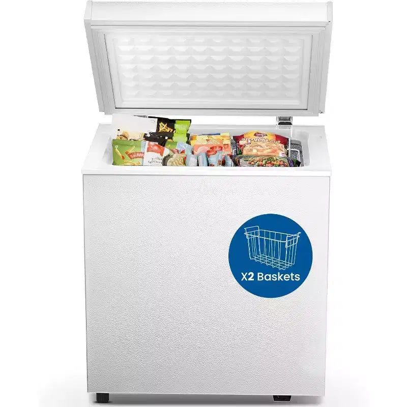 ZAFRO 1.8 Cu.ft Chest Freezer, Compact Deep Freezer with 2 Baskets & Adjustable Temp, Top Open Door for Home, Dorm,Kitchen,Bar – Image 3