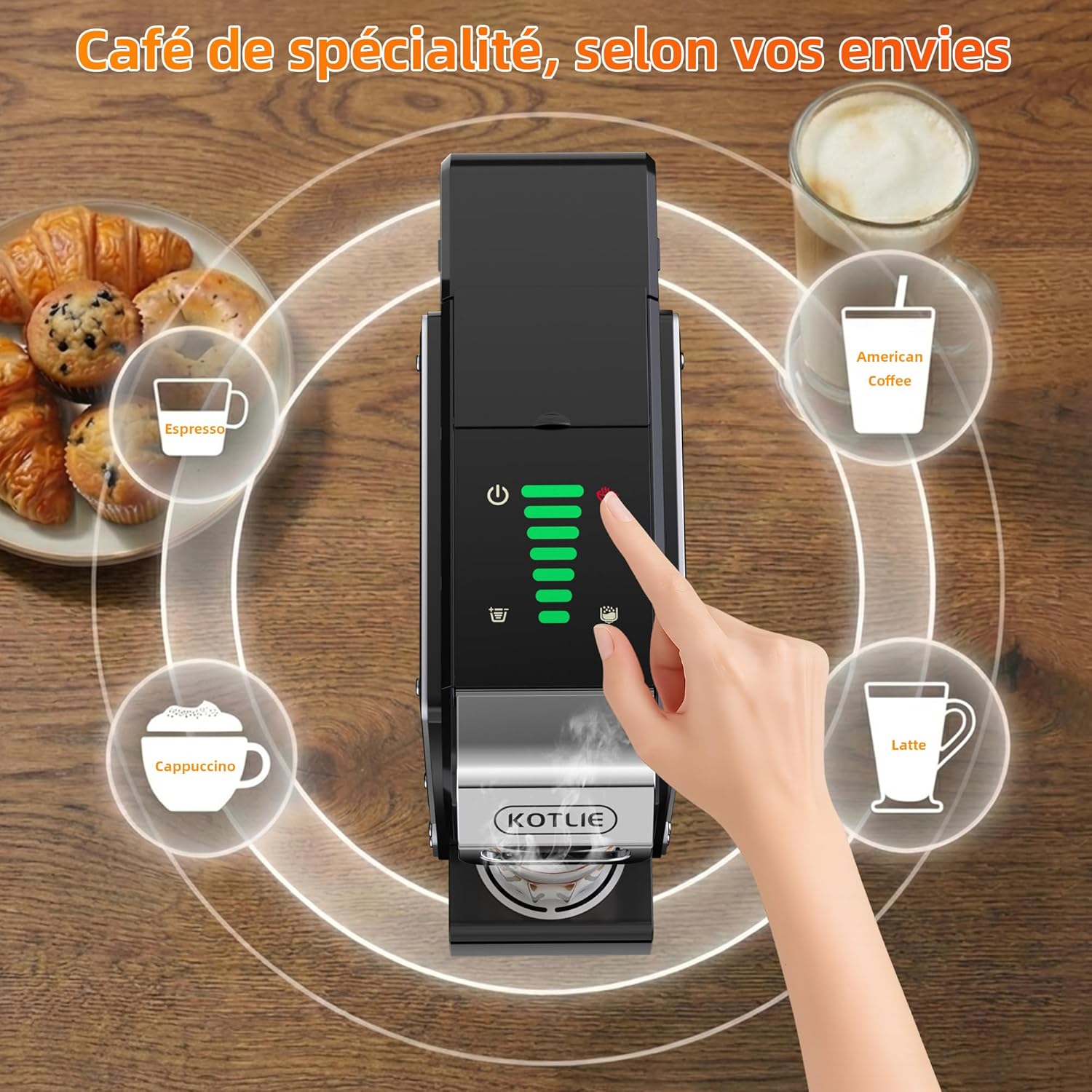 Machine à café à capsules multifonction 5 en 1 pour Nespresso Original/pour Dolce Gusto/A MODO MIO/ESE (44 mm) et café pré-moulu, 7 réglages de débit d'eau (ST-550) – Image 2