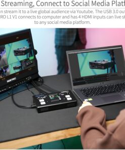 Alternative view of FEELWORLD LIVEPRO L1 V1 Multicaméra Vidéo Mixer Commutateur de mixage vidéo écran LCD 5,1 cm 4 x entrées HDMI Format de Sortie USB 3.0 Production en Temps réel Diffusion en Direct Léger
