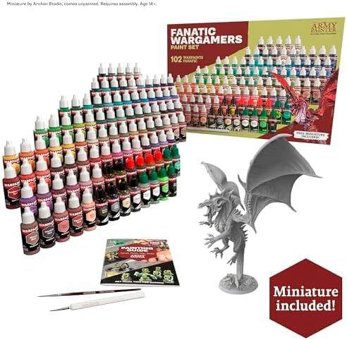 The Army Painter, Warpaints Fanatic Wargamers Set Combo, 102 x 18 ml Peintures Acryliques incl. Métalliques, Lavis, Effets, 2 Pinceaux & 1 Figurine - Ensemble de peinture pour D&D & Warhammer. – Image 6