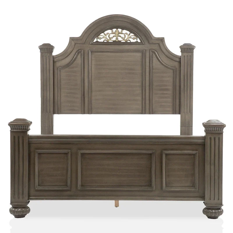 5-Piece Traditional Poster Bedroom Set, Grey Wood Finish, Classic Style – Image 6