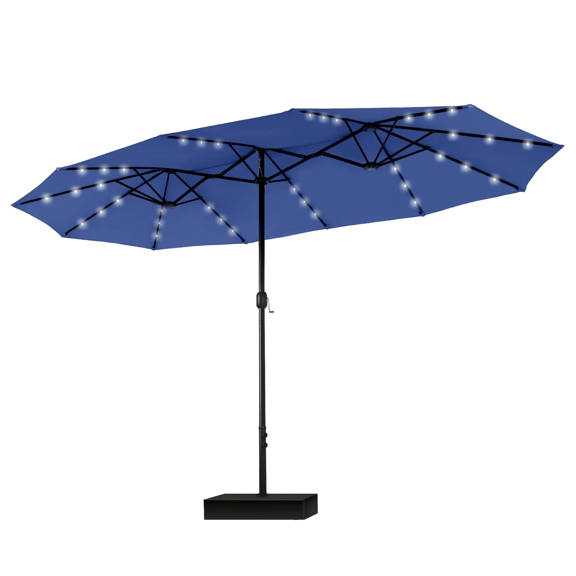 MAISON ARTS 15-foot Rectangular Crank Double-sided Outdoor Market Umbrella Solar LED Lighted Patio Umbrella with Base Included – Image 58