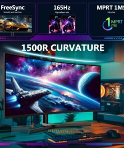 Alternative view of Z-Edge Écran PC Gamer Incurvé 34'' 3440x1440 165Hz, Hauteur & Inclinaison RÉGLABLE, 1ms FreeSync, Moniteur Ultrawide 21:9, 1500R VA, 2xHDMI2.0, 2*DP1.4, RGB VESA 100 * 100mm (DP Câble Inclus)