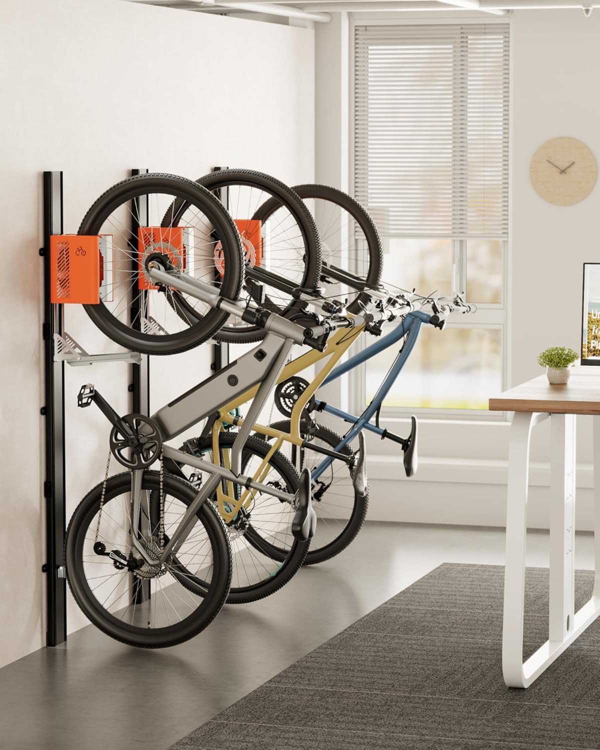 monTEK Porte-vélo automatique – Porte-vélo vertical pour vélos lourds (jusqu’à 32 kg) – Montage simple, support mural peu encombrant pour garage, remise, appartement – Pour pneus 24-29, vélos – Image 7