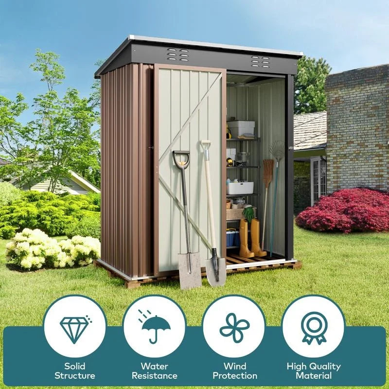 Outdoor Storage Metal Shed Garden Tool Shed with Lockable Door for Patio Furniture and Tools – Image 19