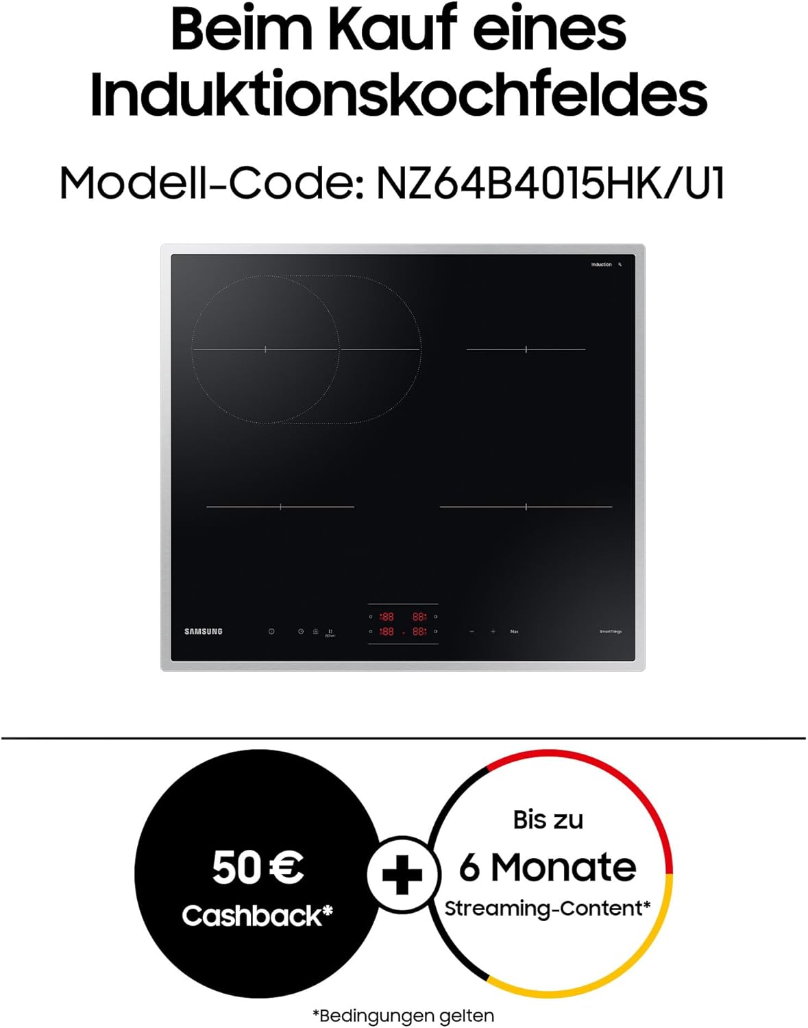 Plaque à induction autonome NZ64B4015HK/U1 , 60 cm, vitrocéramique, Wide Induction, SmartThings Cooking, touches tactiles avec curseur – Image 2