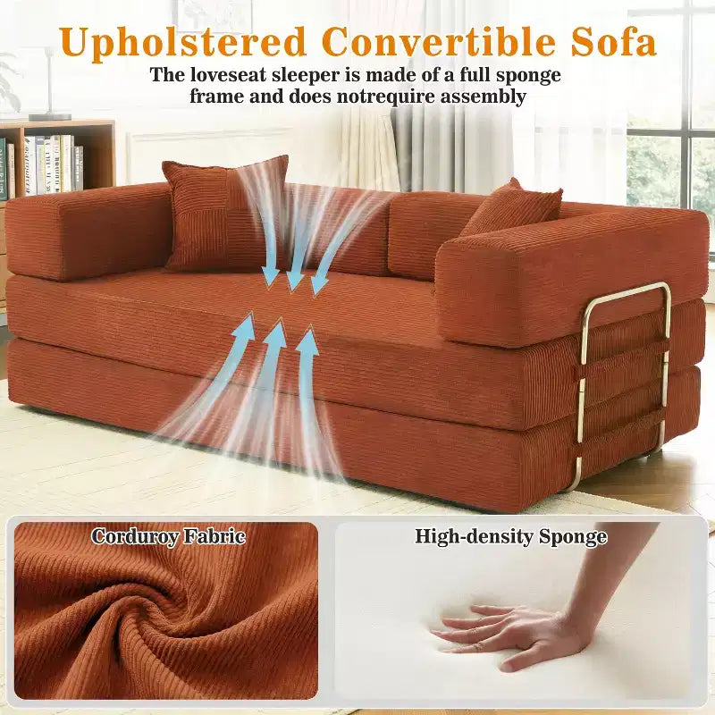 Dyonery 78Folding Sofa Bed Convertable Corduroy Couch King Size Floor Sleeper 4-in-1 DIY Combination Modular Sofa Fold Out Comfy sofa. – Image 31
