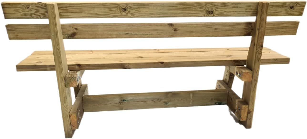 MASGAMES Banc avec dossier VIC Bois traité pour l'extérieur Autoclave Niveau IV 180 cm de long – Image 6