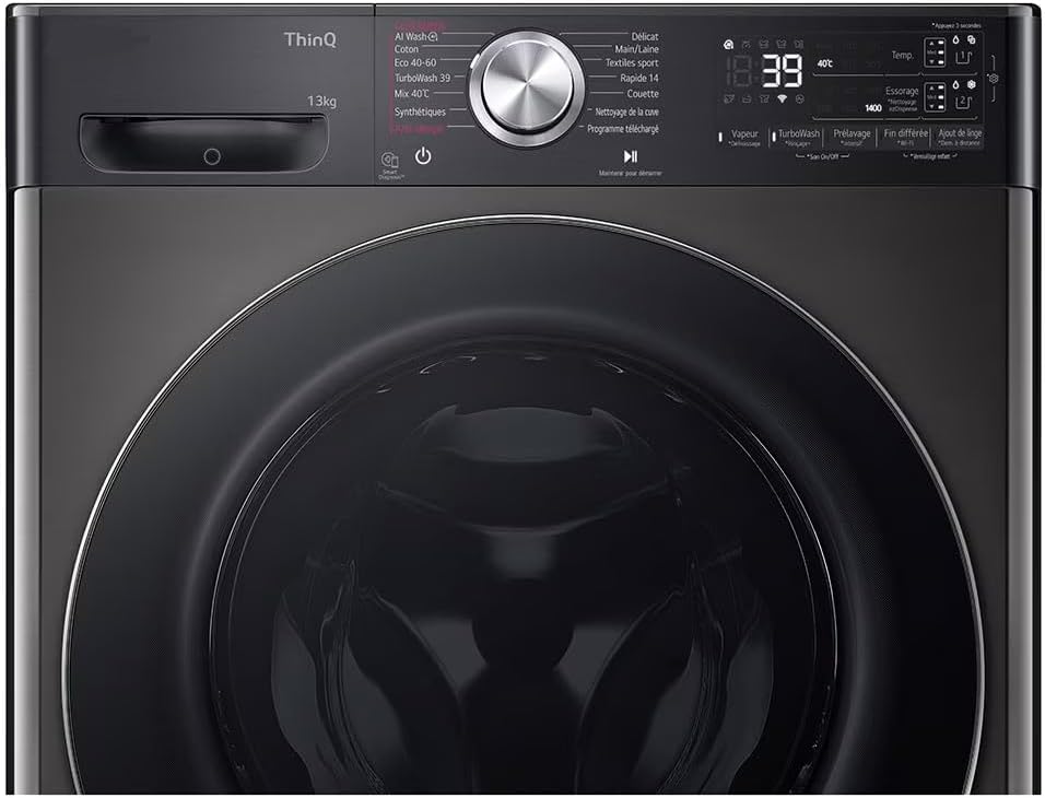 LAVE-LINGE LG F34R92BSTA ouverture hublot 13 kg 1400 trs/min profondeur 61.50 cm – Image 4