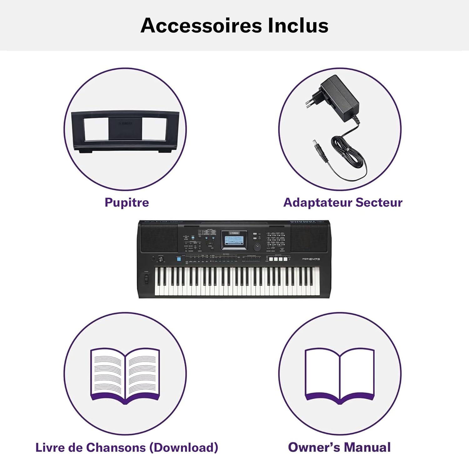 Yamaha PSR-E473 Clavier arrangeur portable dynamique et versatile avec 61 touches - Noir – Image 7