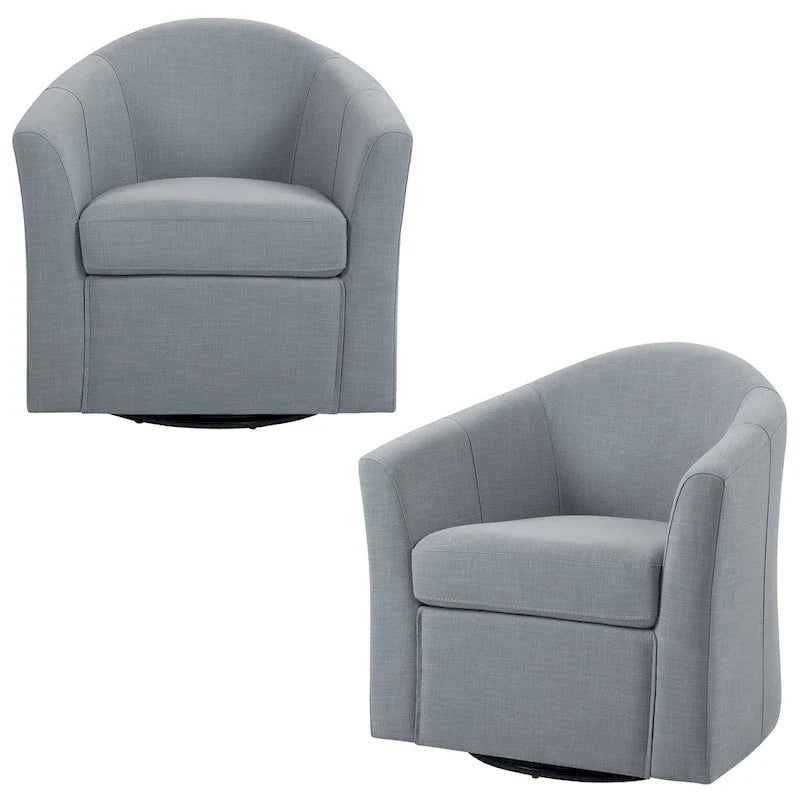 Set of 2 Modern Upholstered Swivel Barrel Chair Living Room Accent Chair – Image 11
