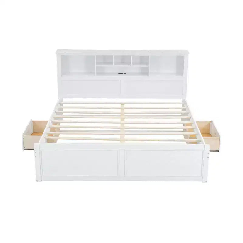 FAMYYT King Size Wood Platform Bed with Multi-storage Headboard, USB and Drawers, Easy Assembly – Image 6