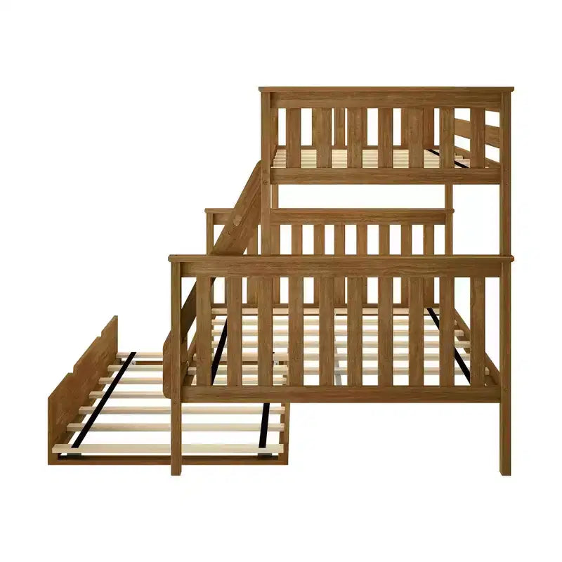 Max & Lily Solid Wood Bunk Bed, Twin over Full with Storage Trundle and Ladder for Kids – Image 18