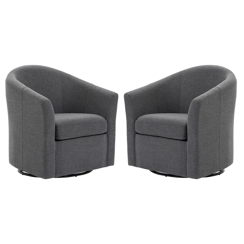 Set of 2 Modern Upholstered Swivel Barrel Chair Living Room Accent Chair – Image 36