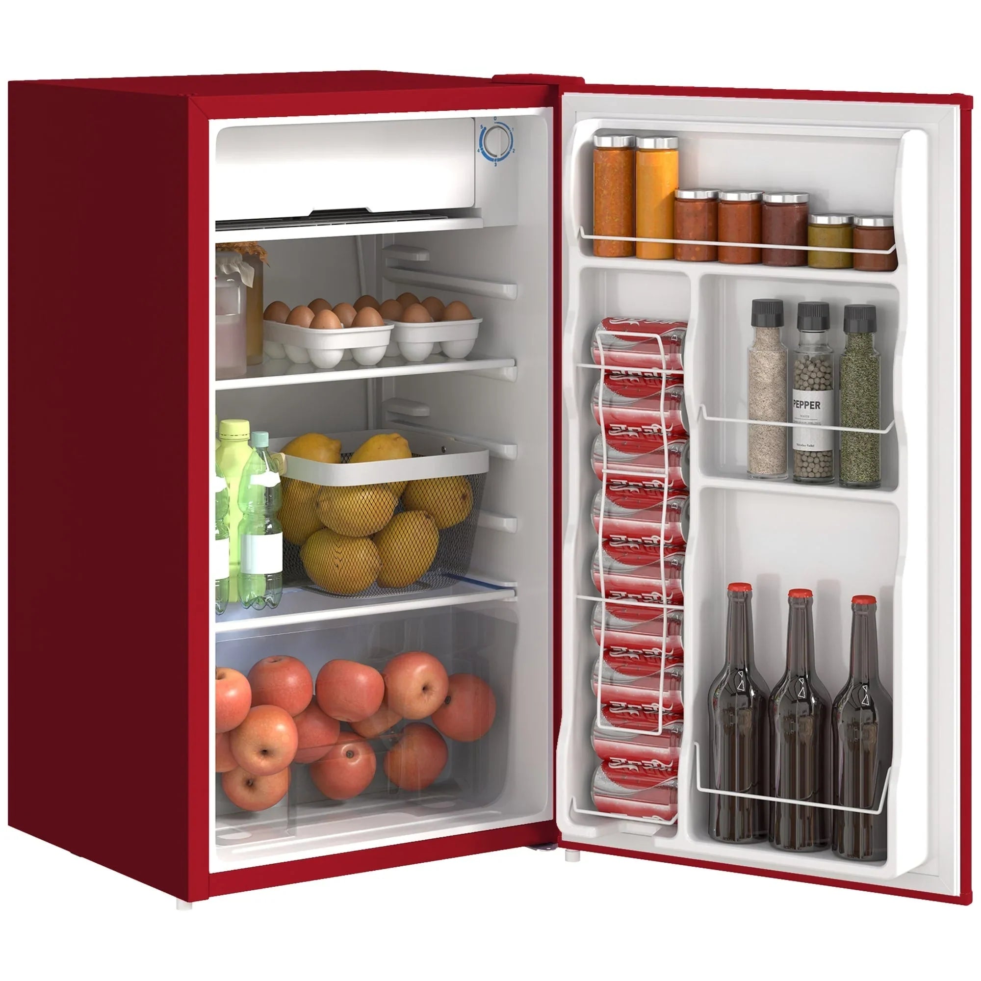 HOMCOM 3.2 Cu.Ft Mini Fridge with Freezer, Single Door Compact Refrigerator with Adjustable Thermostat for Bedroom – Image 14