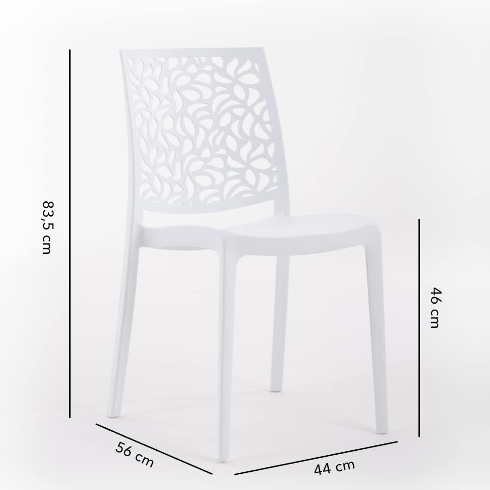 SIEDITI FUORI E DENTRO Chaises en résine avec Fibre de Verre empilables pour intérieur/Cuisine/Salle à Manger et extérieur/Jardin Anna (4 Chaises, Blanc) – Image 3