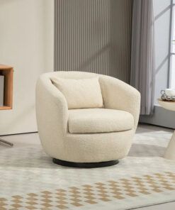 Upholstered Swivel Barrel Armchair with Storage Modern Living Room Side Chair for Bedroom/Office/Reading Spaces
