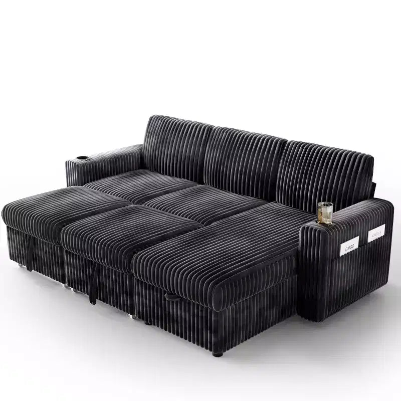 L-Shaped Sectional Sleeper Sofa with Pull-Out Bed, USB Ports & Storage – Image 44