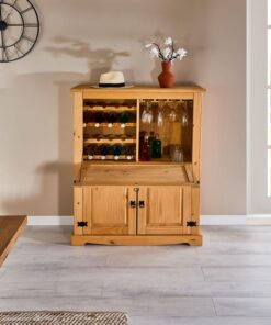 Alternative view of IDIMEX Meuble Bar à vin Tequila Armoire comptoir avec Range Bouteilles vin spiritueux et Range Verres, bahut de Style Mexicain en pin Massif Finition teintée/cirée
