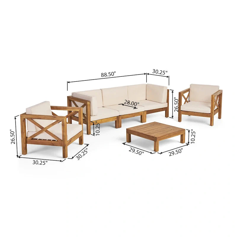 Brava Outdoor Acacia Wood 6-piece Chat Set by Christopher Knight Home – Image 26