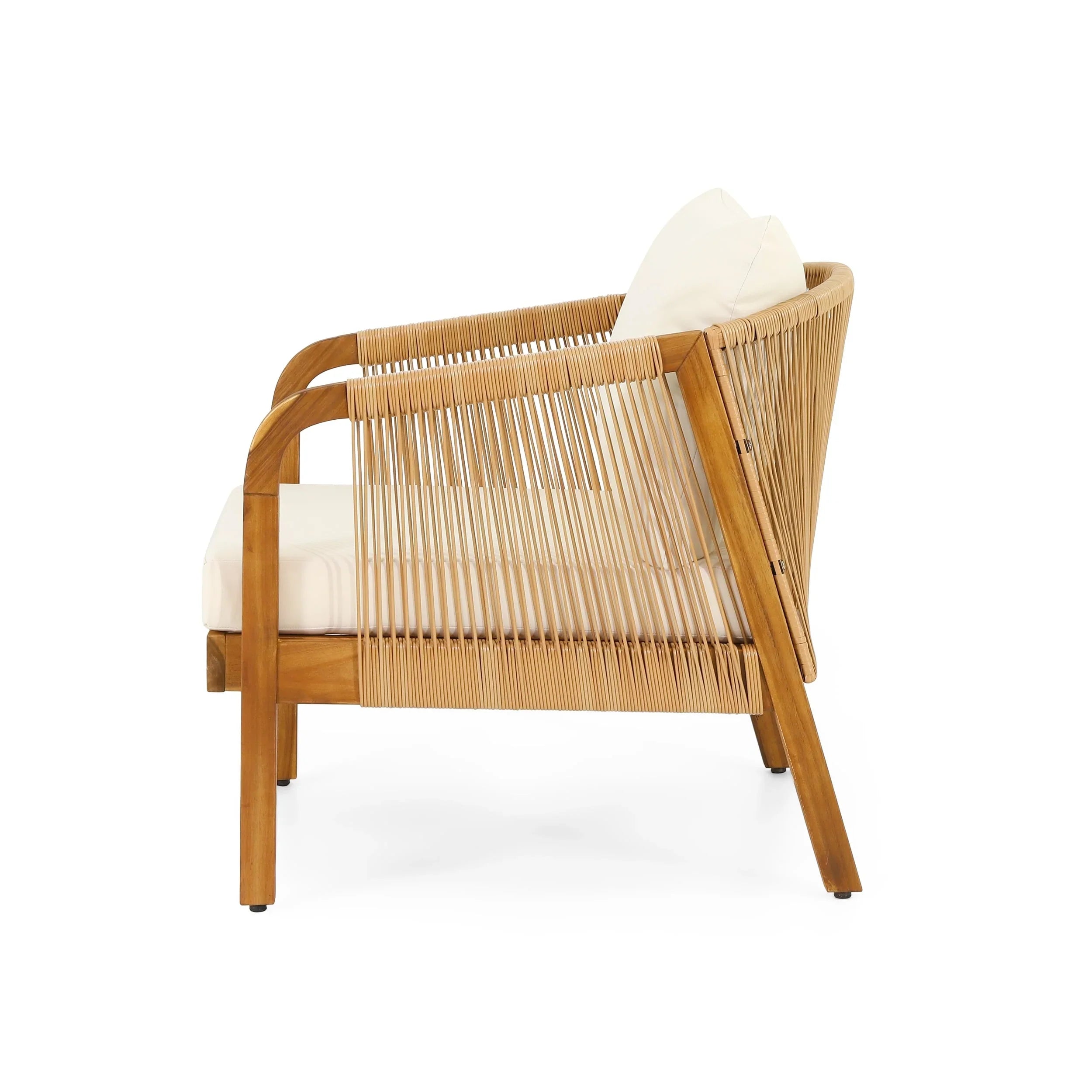 Jabe Outdoor Acacia Wood and Wicker Club Chair Set by Christopher Knight Home – Image 8