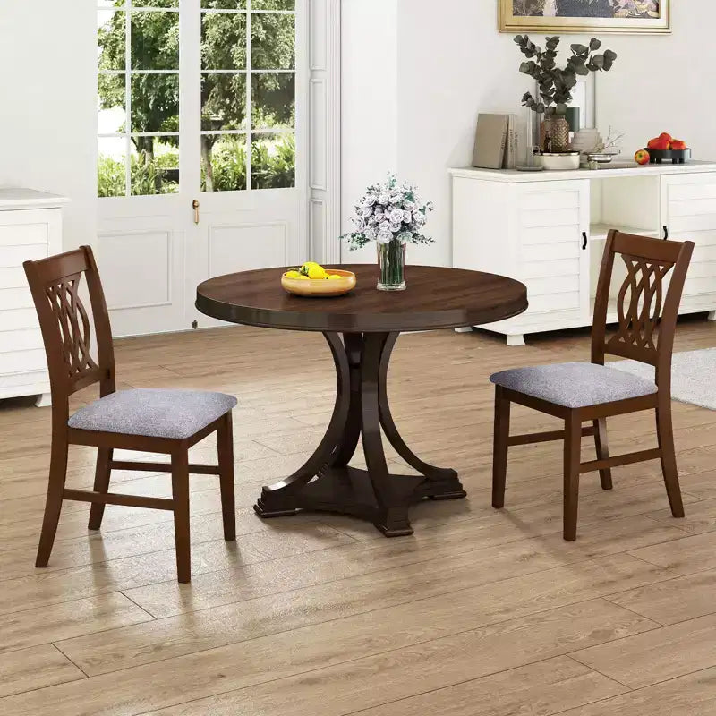Costway Dining Chairs Set of 4 w/Padded Seat Hollowed Backrest & Rubber Wood Frame – Image 2