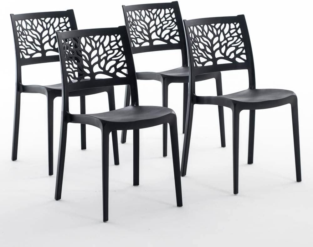 Chaises Flora en résine avec fibre de verre (4, Anthracite)