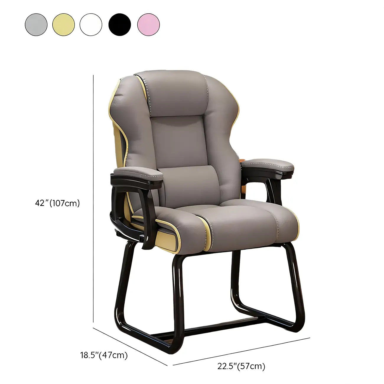 Yellow High-Back Leather Ergonomic Executive Chair – Image 15
