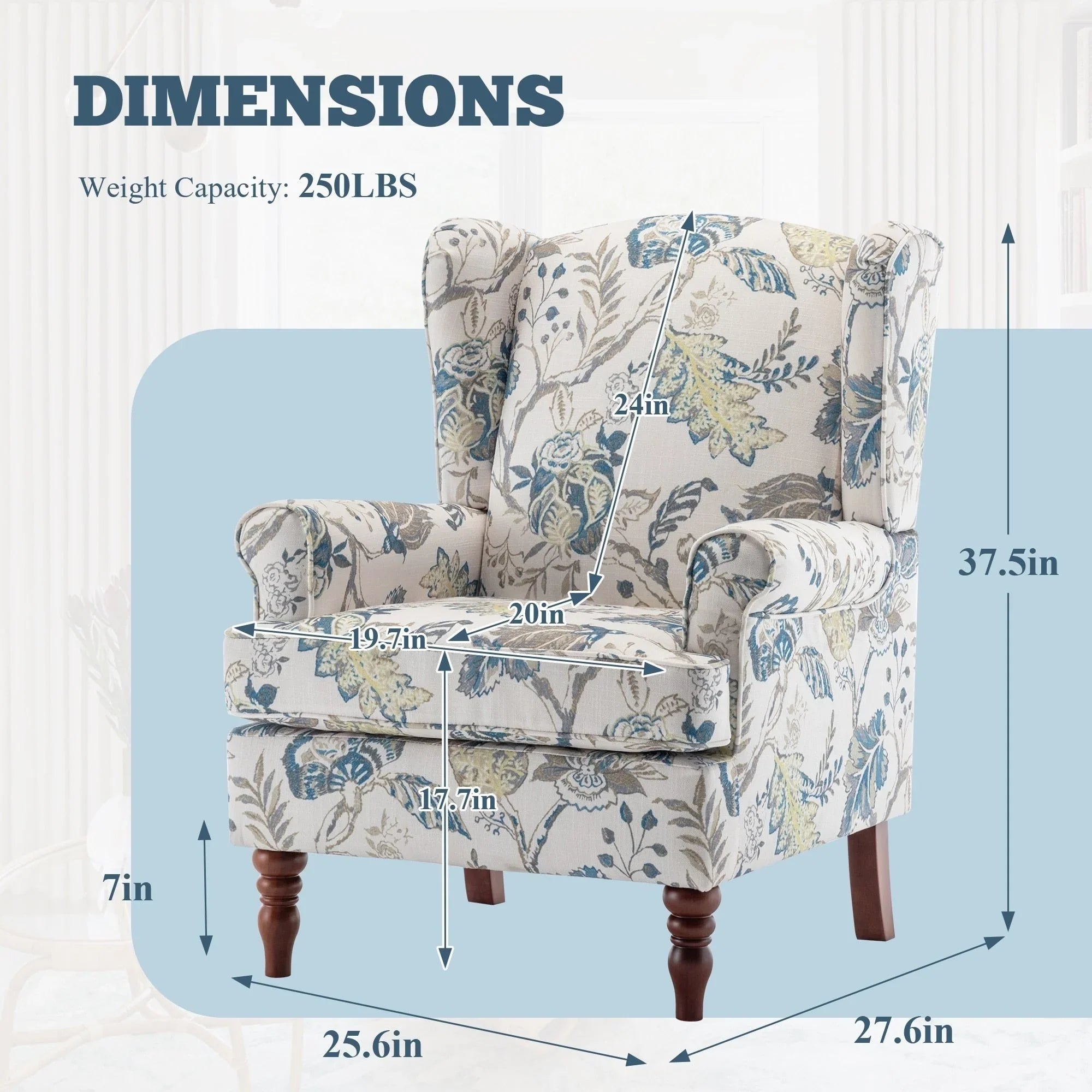 Erommy Modern Accent Chair, High Back Armchair, Upholstered Fabric Button Single Sofa with Wooden Legs for Living Room – Image 107
