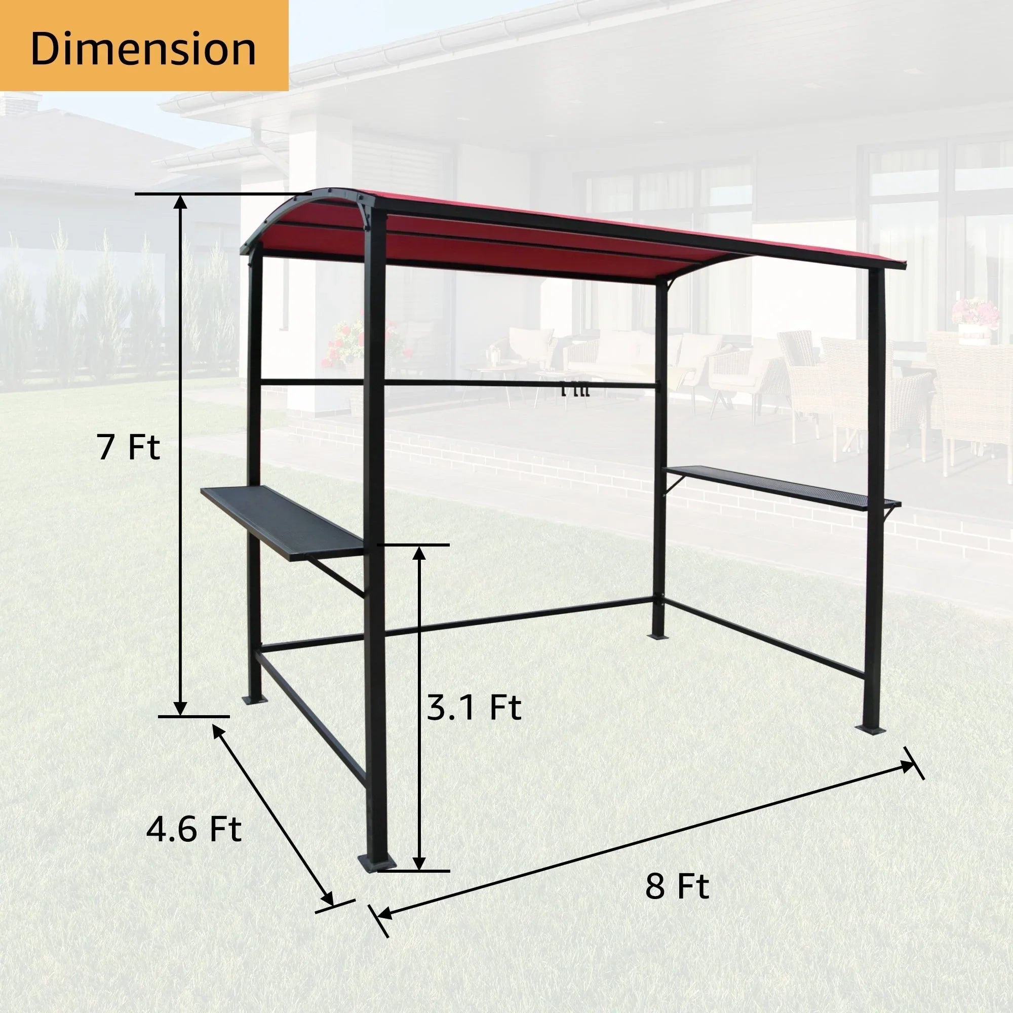 Outdoor 5 ft. x 8 ft. Steel Frame Grill Gazebo Canopy Barbecue Shelter – Image 7