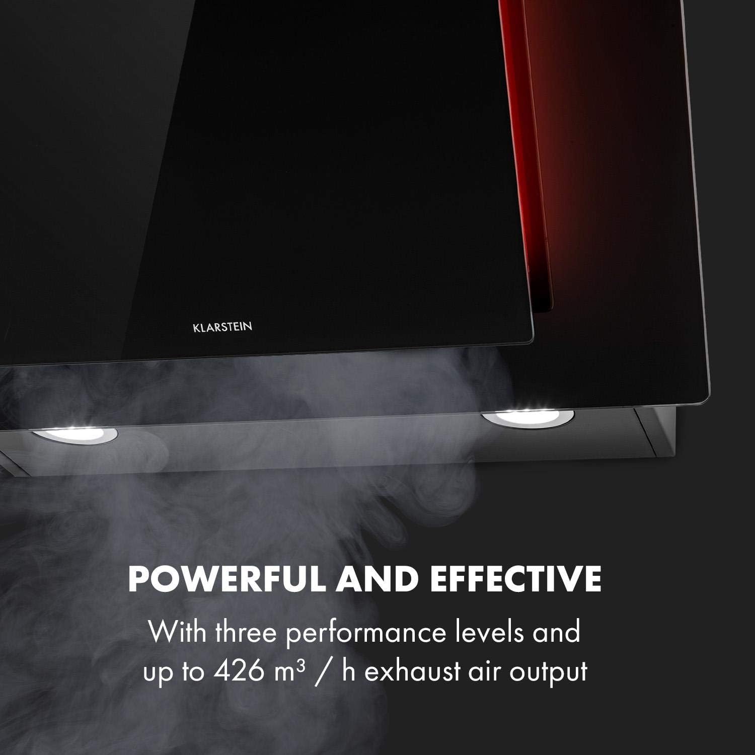 KLARSTEIN Eleonora - hotte aspirante, CEE A++, capacité: 426 m3/h, commande tactile, éclairage LED RVB, 60 dB, évacuation ou recirculation d'air, filtre à graisse, 60cm - noir – Image 5