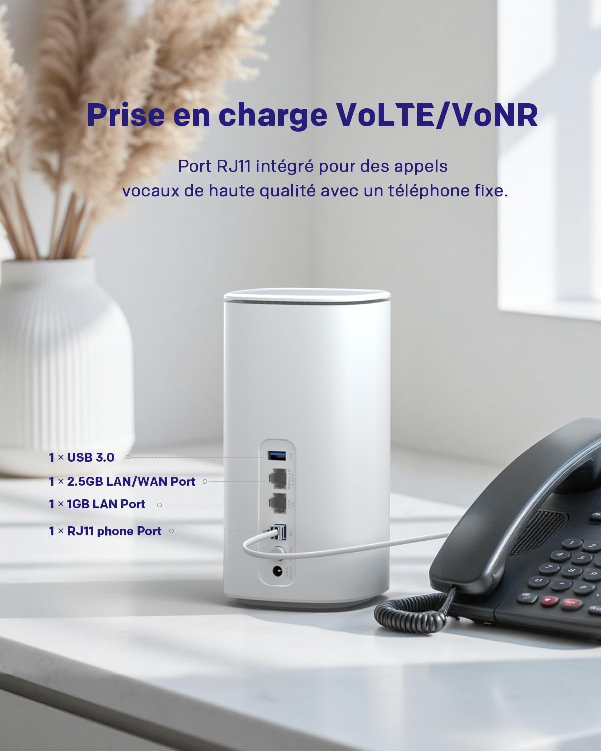 STRONG Routeur 5G CPE WiFi 6 AX3000 avec Carte SIM - Jusqu'à 3.2 Gbps - 2.5GE WAN/LAN & 1GE LAN - RJ11 VoIP/VoNR - Compatible Mesh - Chipset Qualcomm (5GROUTERAX3000) – Image 5