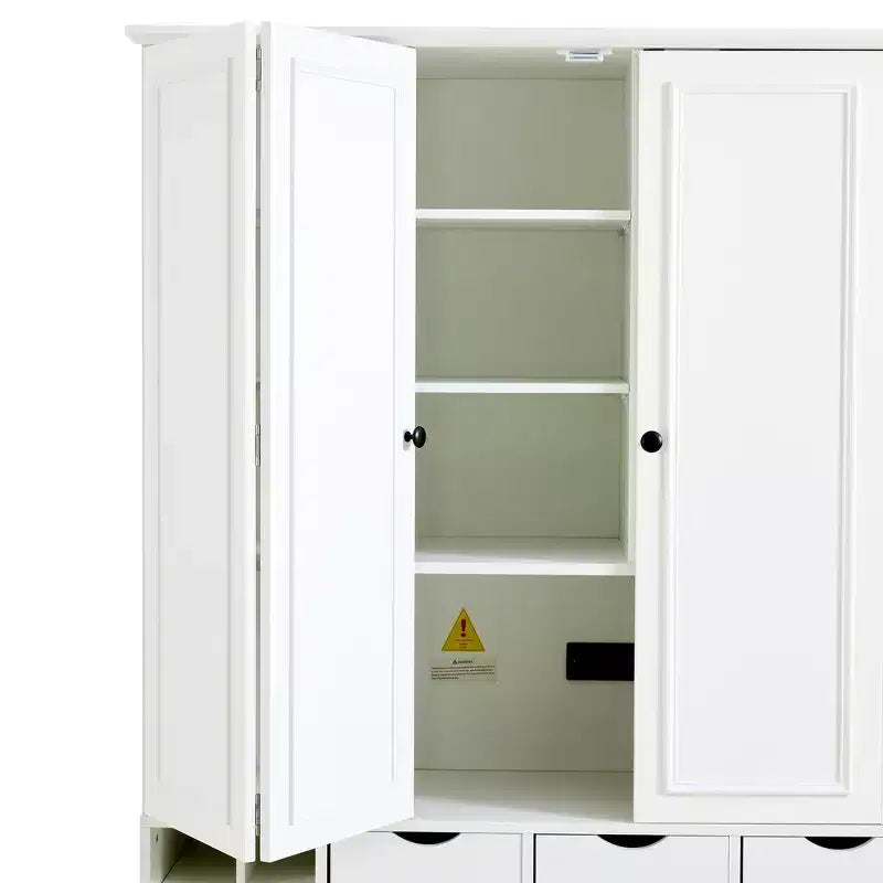 Whisen 71'' Tall Freestanding Kitchen Pantry, Large Dining Storage Cabinet Cupboard Sideboards With 4 Foldable Doors, Shelves, Wine Racks – Image 14
