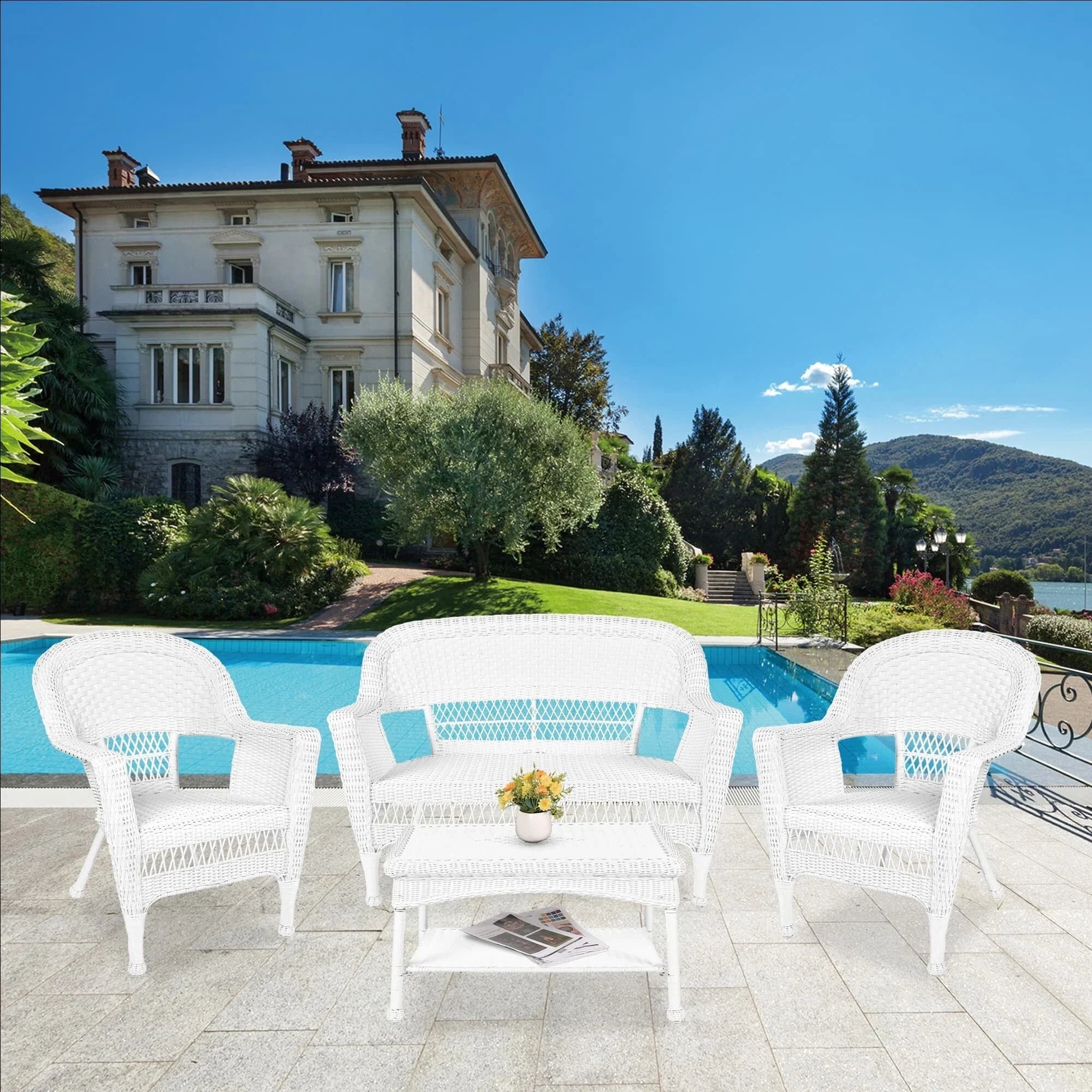Wicker Patio 4-piece Conversation Set – Image 19