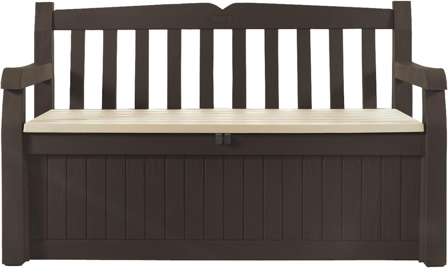 Keter Coffre Eden Bench Marron avec Assise Beige 265 l en résine 140 x 60 x 84 cm – Image 4