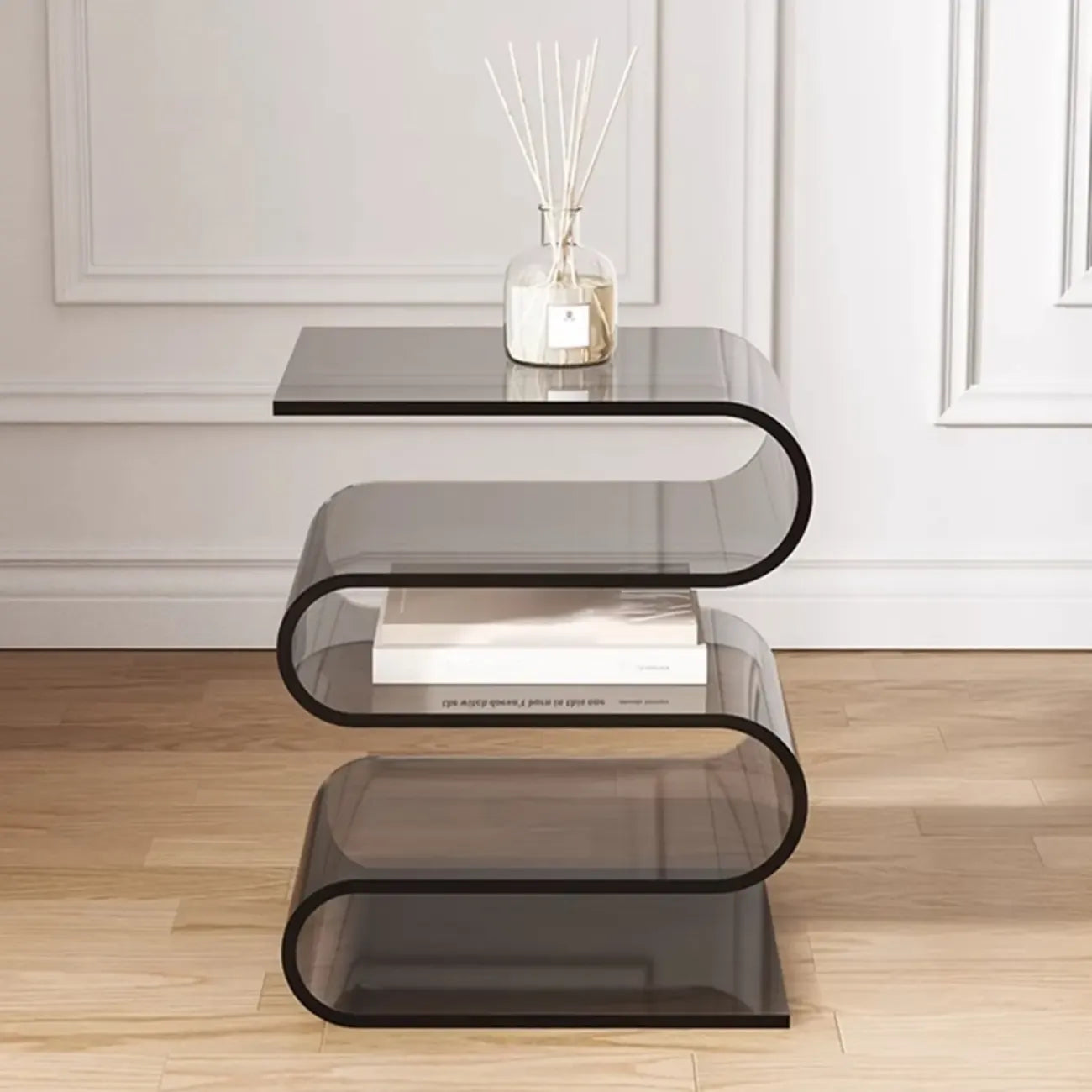 Contemporary Acrylic S-Shaped Side Table with Storage – Image 22