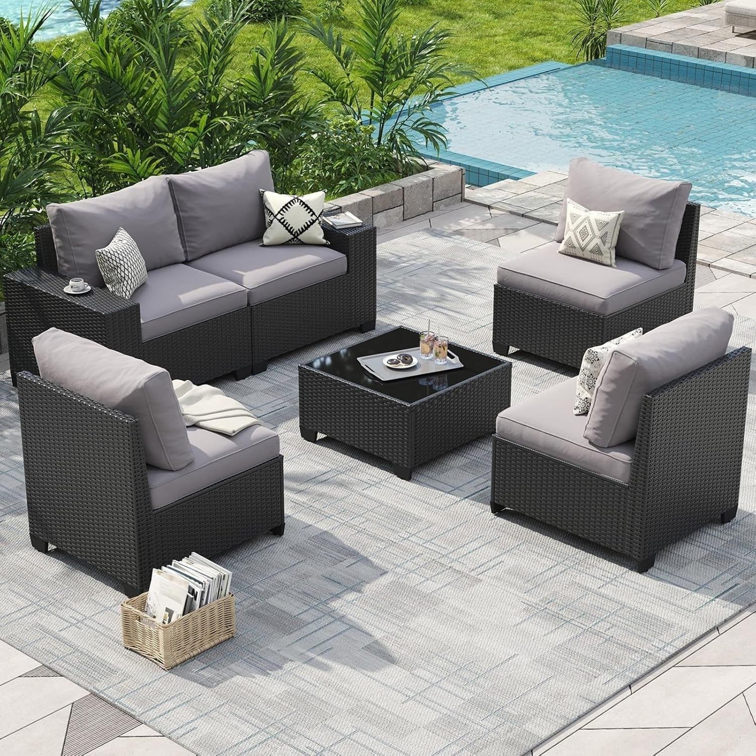Outdoor Patio Furniture Sets with 4in Thicken Cushion – Image 12