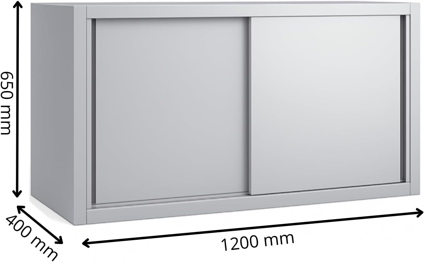 Générique Placard Mural INOX Professionnel - 1200 x 400 x 600 mm - Portes Coulissantes - Structure Démontable - Finition Lisse Facile à Nettoyer – Image 3