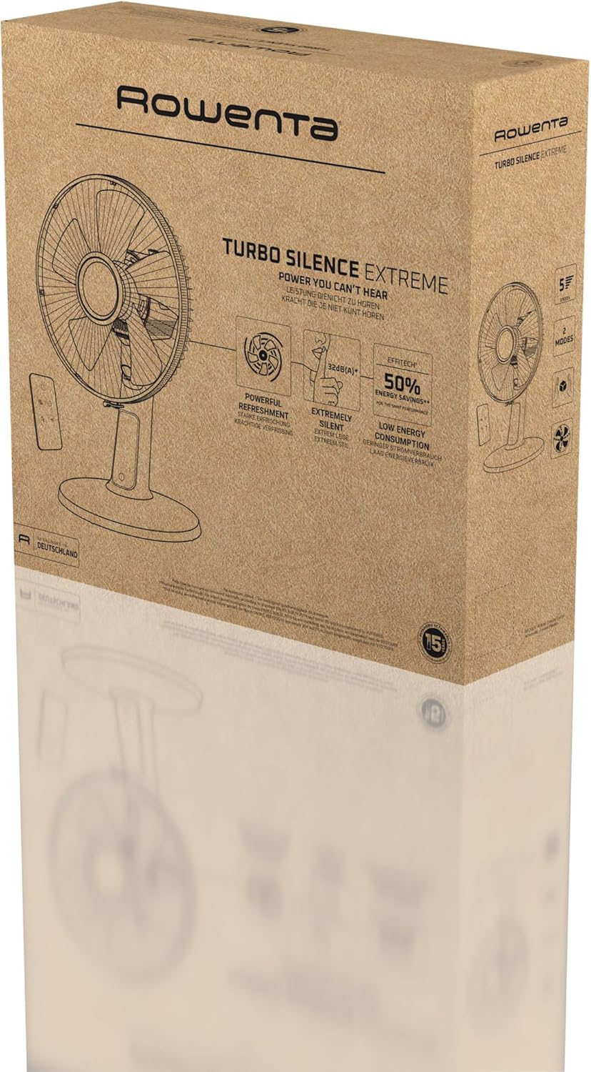 Rowenta Turbo Silence Extreme +, Ventilateur de table, Rafraîchissement intense, Silencieux, Économies d'énergie, VU2750F0 – Image 9