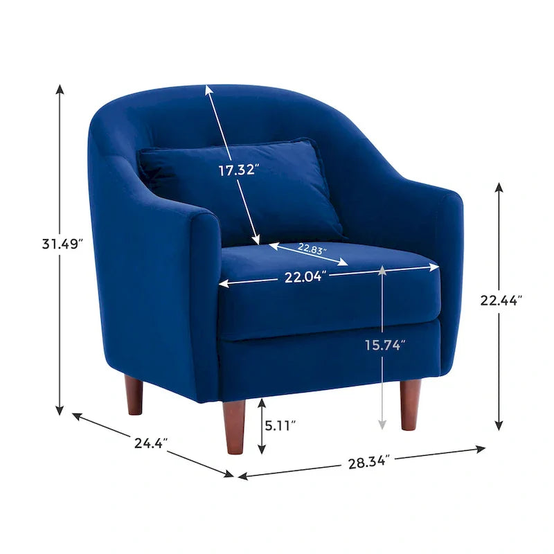 28.34W Set Of 2 Accent Armchair, Velvet Barrel Chair with Solid Wood Legs – Image 22