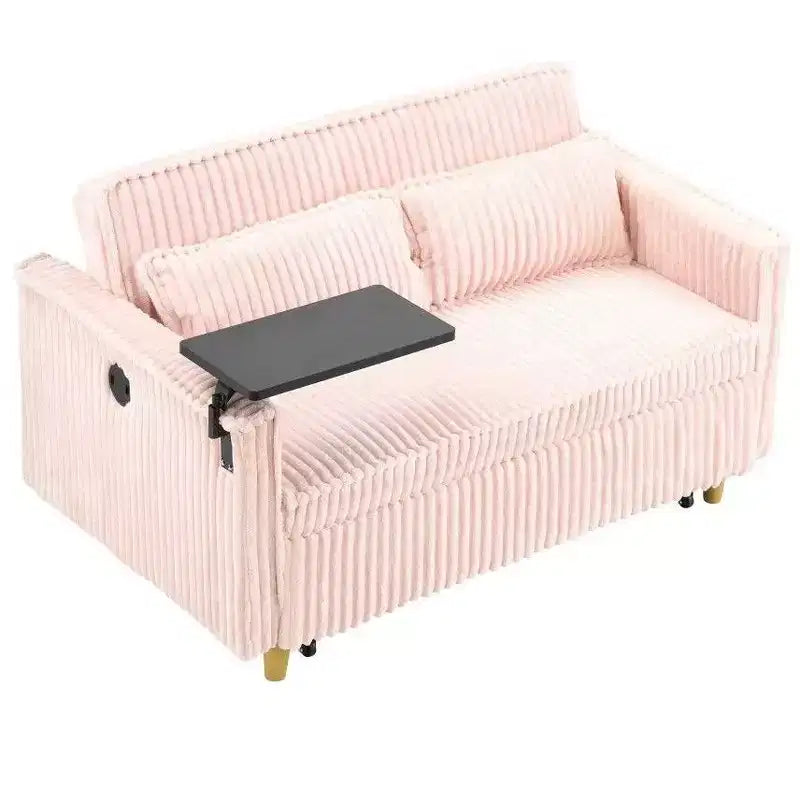 TUYOHW Space-Saving Convertible Sofa,Corduroy Sofa Bed with Movable Tabletop & USB Port,Multi-Functional Loveseat for Living Room – Image 29