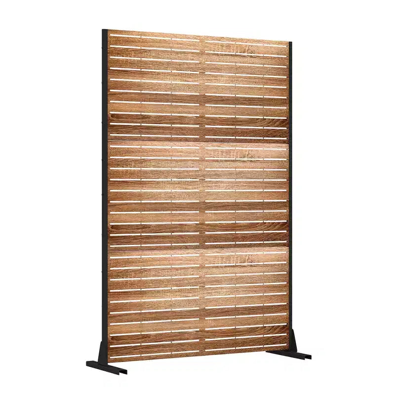 MAYEERTY 72 inch Room Divider with Galvanized Frame Wood Gain Privacy Screen Garden Fence Patio Beige – Image 5