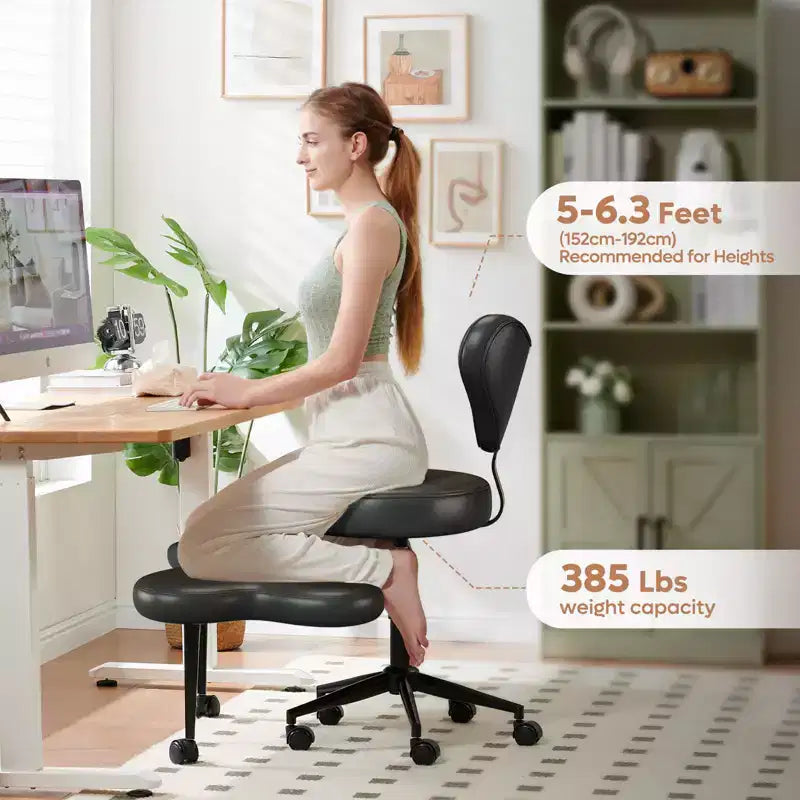 Pinmoco Ergonomic Criss Cross Office Chair, Height Adjustable Meditation Chair, 360 Swivel, Lumbar Support, Task and Office Chair, ADHD Chair – Image 6
